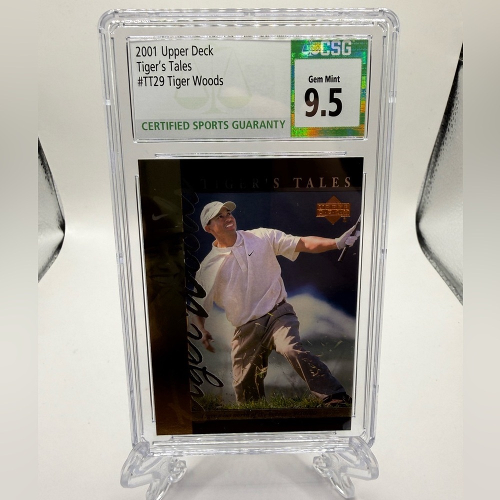2001 Upper Deck Tiger Tales TT29 Tiger Woods RC CSG Gem Mint 9.5 Crystal Clear